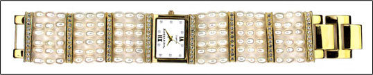 Jumbo gold 6 row pearl watch